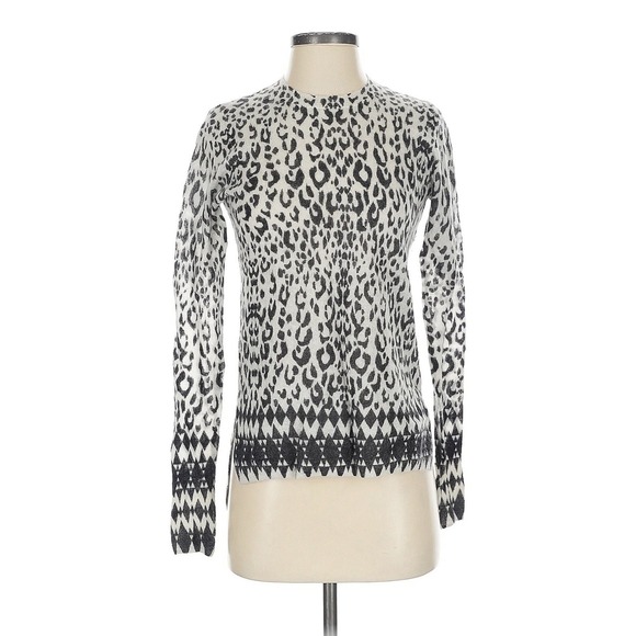 Rebecca Taylor‎ Fuzzy Leopard Print Sweater Mohair Alpaca XS Lightweight - Picture 1 of 5